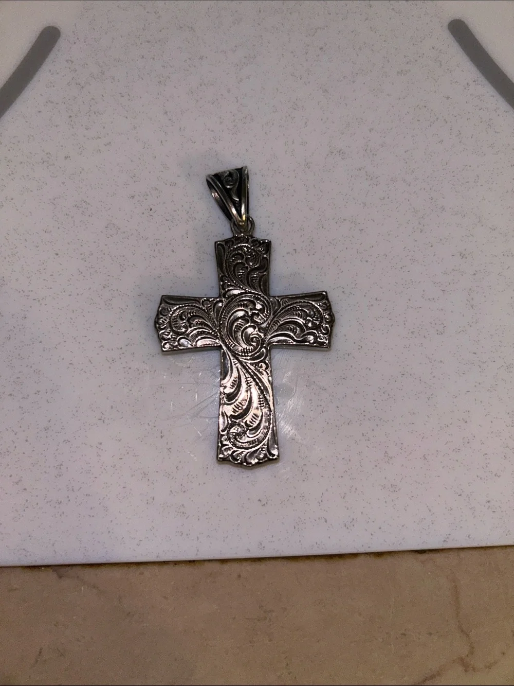 Sterling Silver Filigree Cross Pendant - Blackened Silver Finish